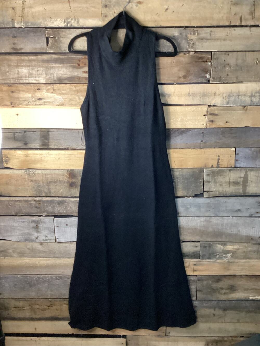Mango Women’s Black Sleeveless Long Wool Type Dress Size Large